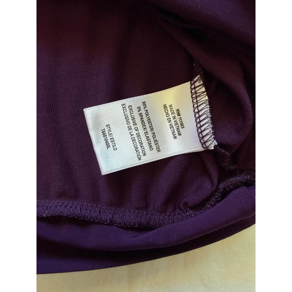 AUW Women Purple Cold Shoulder Blouse Rhinestone Grommet Short Sleeve Top‎ L